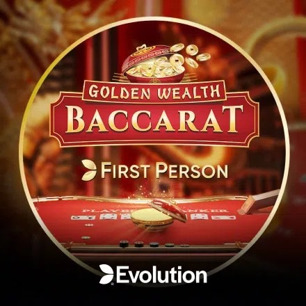 Table Games logo of First Person Golden Wealth Baccarat from Evolution at LeBull Casino